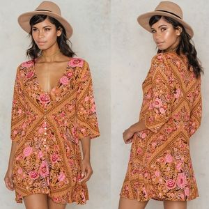 Babushka Amber Playdress L Mini Dress Spell Designs Gypsy Collective Orange Pink